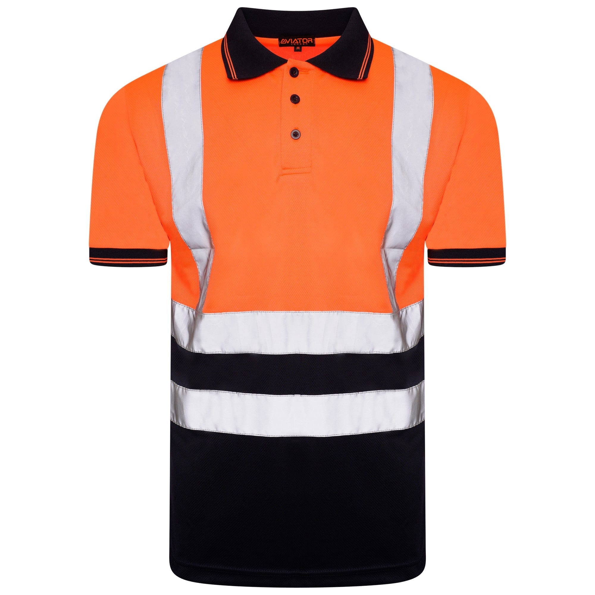 EN ISO 20471 Class 2 Polo Shirt Orange/Navy | Aviator London